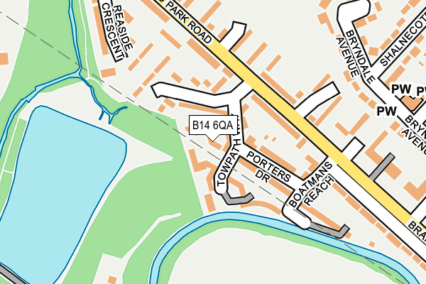 B14 6QA map - OS OpenMap – Local (Ordnance Survey)