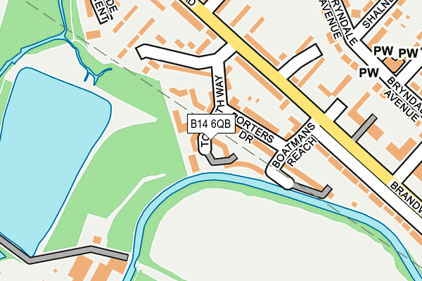 B14 6QB map - OS OpenMap – Local (Ordnance Survey)