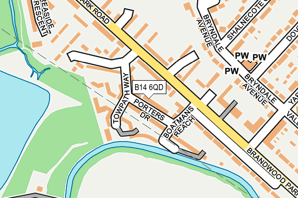 B14 6QD map - OS OpenMap – Local (Ordnance Survey)