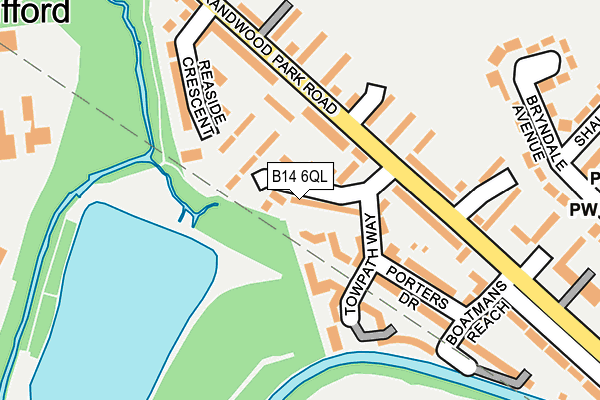 B14 6QL map - OS OpenMap – Local (Ordnance Survey)