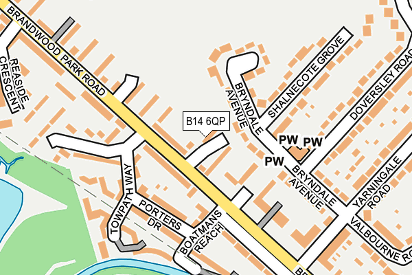 B14 6QP map - OS OpenMap – Local (Ordnance Survey)