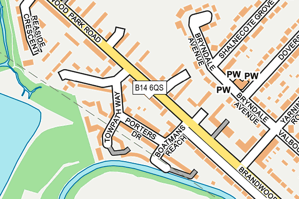 B14 6QS map - OS OpenMap – Local (Ordnance Survey)