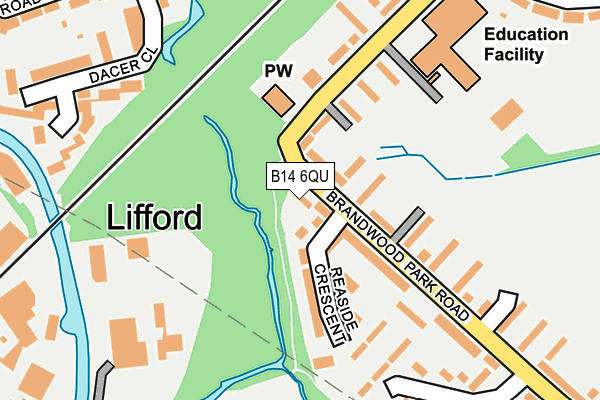 B14 6QU map - OS OpenMap – Local (Ordnance Survey)