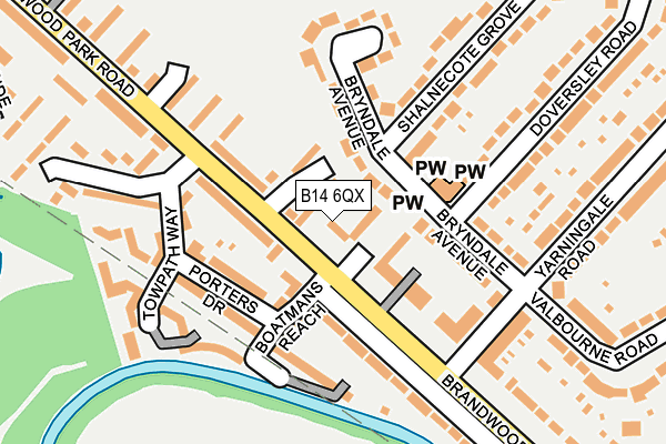B14 6QX map - OS OpenMap – Local (Ordnance Survey)