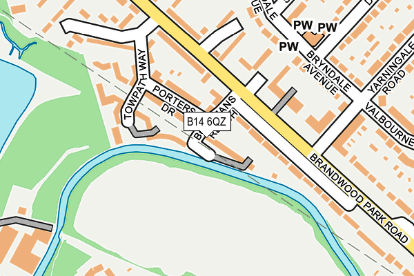 B14 6QZ map - OS OpenMap – Local (Ordnance Survey)