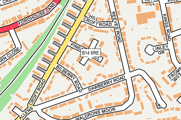 B14 6RE map - OS OpenMap – Local (Ordnance Survey)