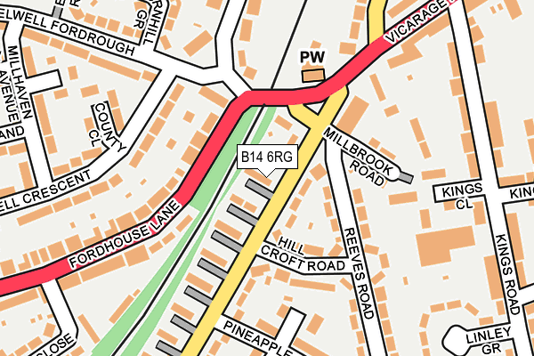 B14 6RG map - OS OpenMap – Local (Ordnance Survey)
