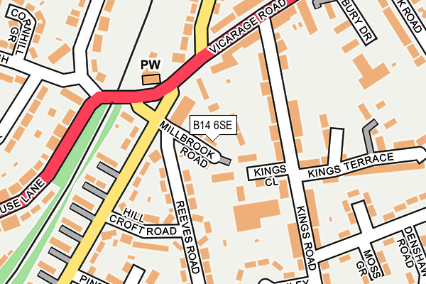 B14 6SE map - OS OpenMap – Local (Ordnance Survey)