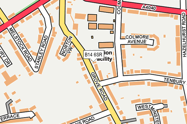 B14 6SR map - OS OpenMap – Local (Ordnance Survey)