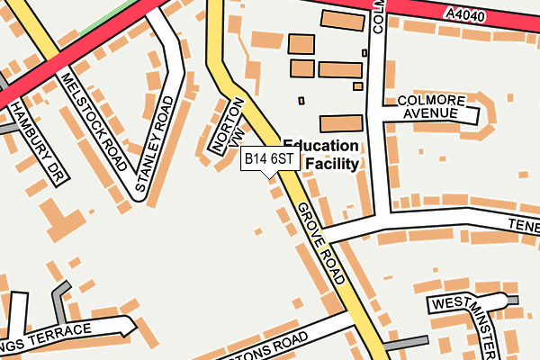 B14 6ST map - OS OpenMap – Local (Ordnance Survey)