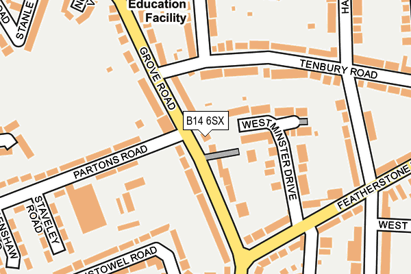 B14 6SX map - OS OpenMap – Local (Ordnance Survey)