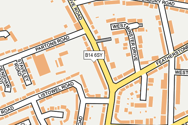 B14 6SY map - OS OpenMap – Local (Ordnance Survey)