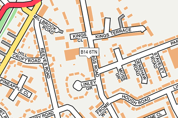 B14 6TN map - OS OpenMap – Local (Ordnance Survey)