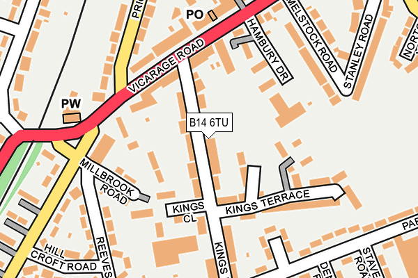 B14 6TU map - OS OpenMap – Local (Ordnance Survey)