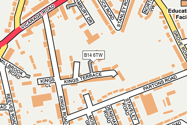 B14 6TW map - OS OpenMap – Local (Ordnance Survey)