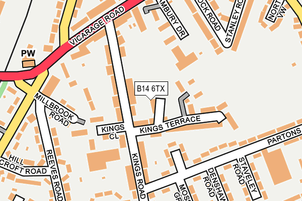 B14 6TX map - OS OpenMap – Local (Ordnance Survey)