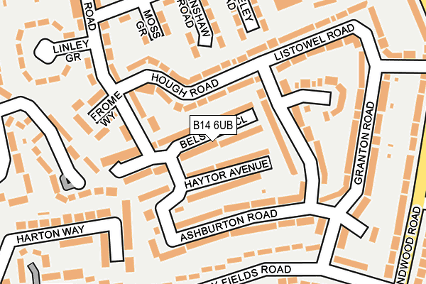 B14 6UB map - OS OpenMap – Local (Ordnance Survey)