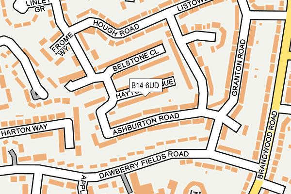 B14 6UD map - OS OpenMap – Local (Ordnance Survey)