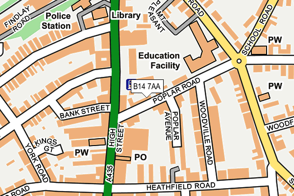 B14 7AA map - OS OpenMap – Local (Ordnance Survey)