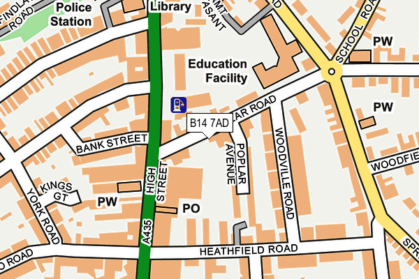 B14 7AD map - OS OpenMap – Local (Ordnance Survey)