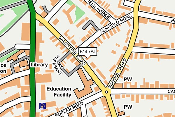 B14 7AJ map - OS OpenMap – Local (Ordnance Survey)