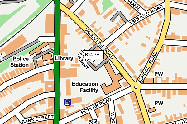 B14 7AL map - OS OpenMap – Local (Ordnance Survey)