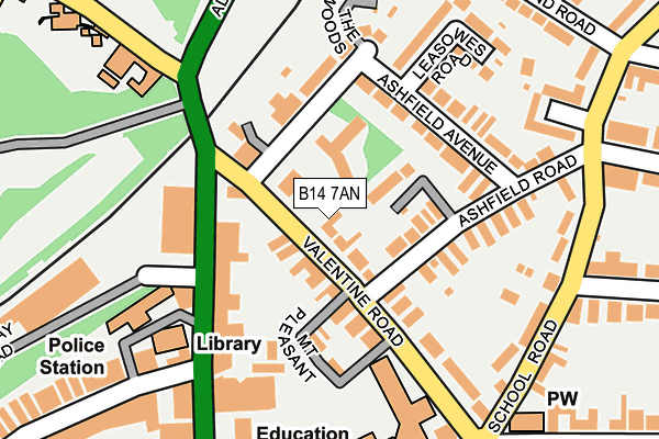 B14 7AN map - OS OpenMap – Local (Ordnance Survey)