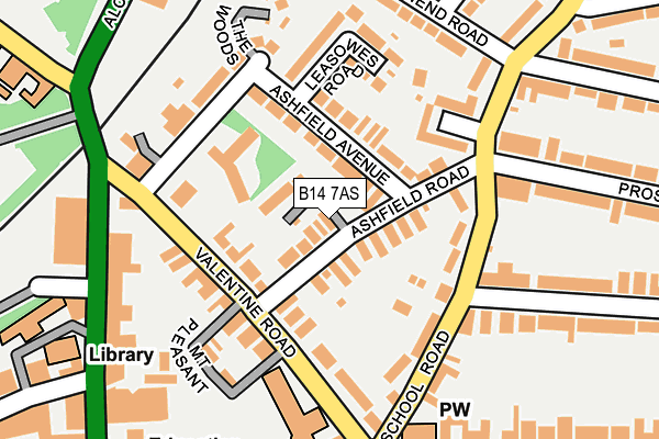 B14 7AS map - OS OpenMap – Local (Ordnance Survey)