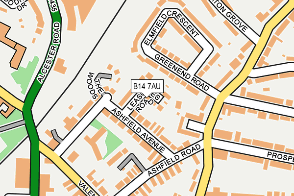 B14 7AU map - OS OpenMap – Local (Ordnance Survey)