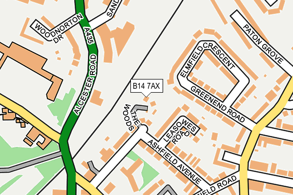 B14 7AX map - OS OpenMap – Local (Ordnance Survey)