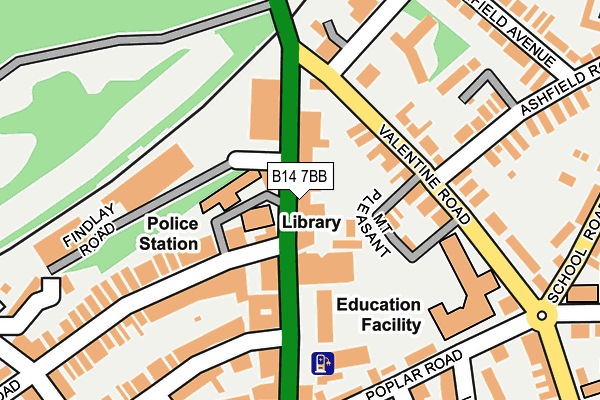 B14 7BB map - OS OpenMap – Local (Ordnance Survey)