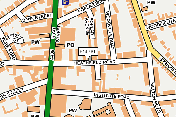 B14 7BT map - OS OpenMap – Local (Ordnance Survey)