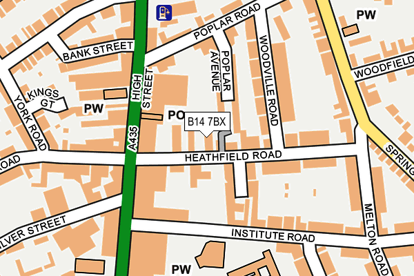 B14 7BX map - OS OpenMap – Local (Ordnance Survey)