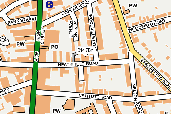B14 7BY map - OS OpenMap – Local (Ordnance Survey)