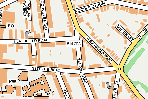 B14 7DA map - OS OpenMap – Local (Ordnance Survey)