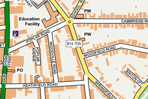 B14 7DS map - OS OpenMap – Local (Ordnance Survey)