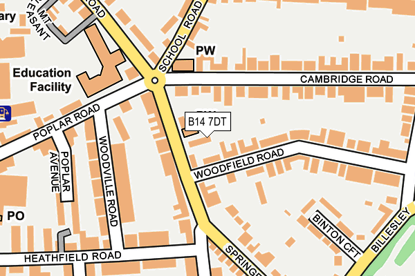 B14 7DT map - OS OpenMap – Local (Ordnance Survey)