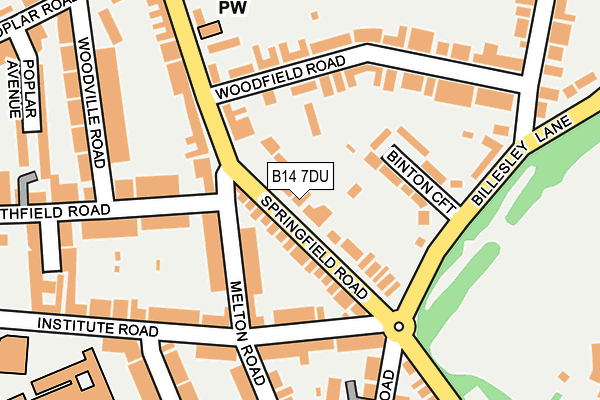 B14 7DU map - OS OpenMap – Local (Ordnance Survey)