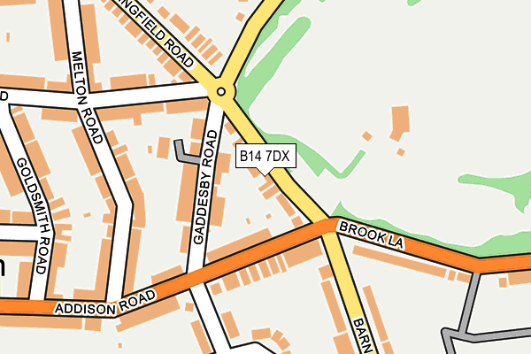 B14 7DX map - OS OpenMap – Local (Ordnance Survey)