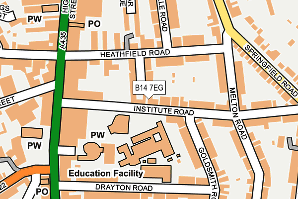 B14 7EG map - OS OpenMap – Local (Ordnance Survey)