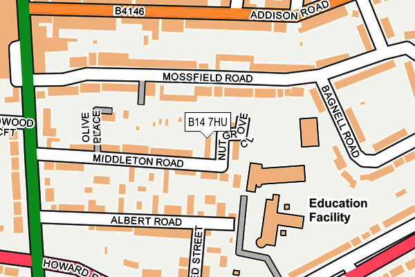 B14 7HU map - OS OpenMap – Local (Ordnance Survey)