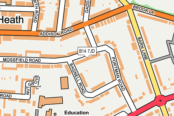 B14 7JD map - OS OpenMap – Local (Ordnance Survey)