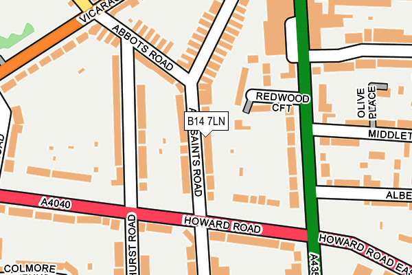 B14 7LN map - OS OpenMap – Local (Ordnance Survey)