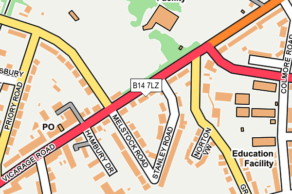 B14 7LZ map - OS OpenMap – Local (Ordnance Survey)