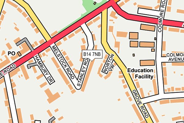 B14 7NB map - OS OpenMap – Local (Ordnance Survey)
