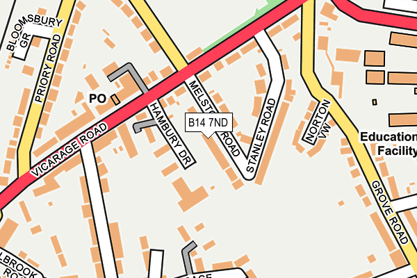 B14 7ND map - OS OpenMap – Local (Ordnance Survey)