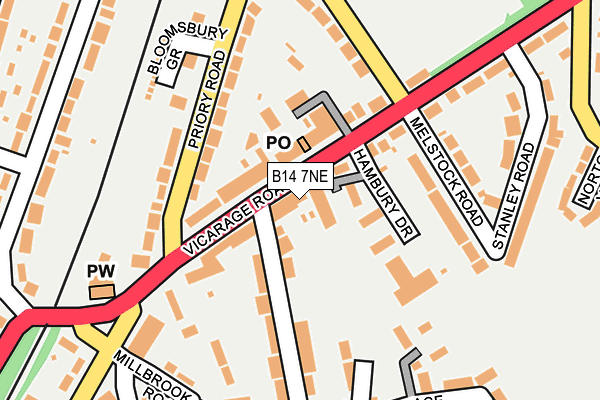 B14 7NE map - OS OpenMap – Local (Ordnance Survey)