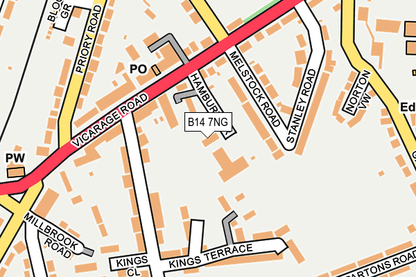 B14 7NG map - OS OpenMap – Local (Ordnance Survey)