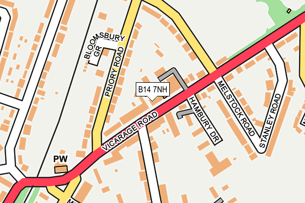 B14 7NH map - OS OpenMap – Local (Ordnance Survey)