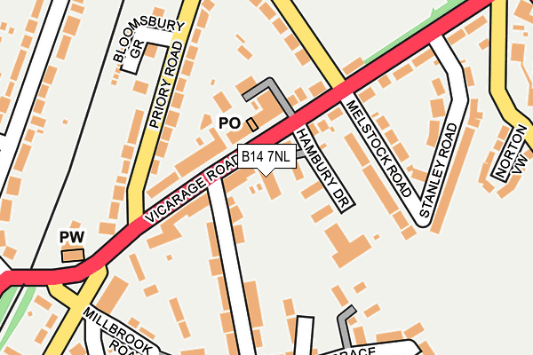 B14 7NL map - OS OpenMap – Local (Ordnance Survey)